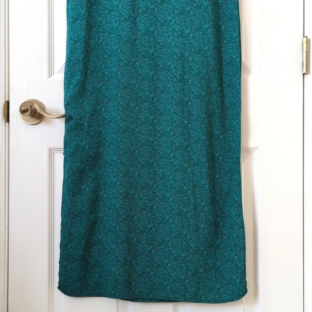 Caribou 80's Vintage Funky Swirl Printed Sleeveless Midi Shift Dress Teal Small - Picture 8 of 14